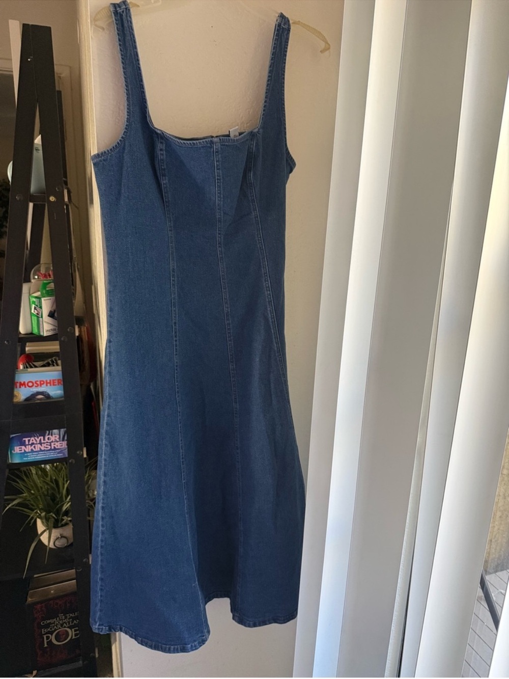 Old Navy Blue Sleeveless Fit & Flare Denim Midi Dress - Picture 3 of 5